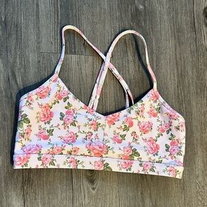 Loveshackfancy x bandier peony garden strappy sports bra/bralette